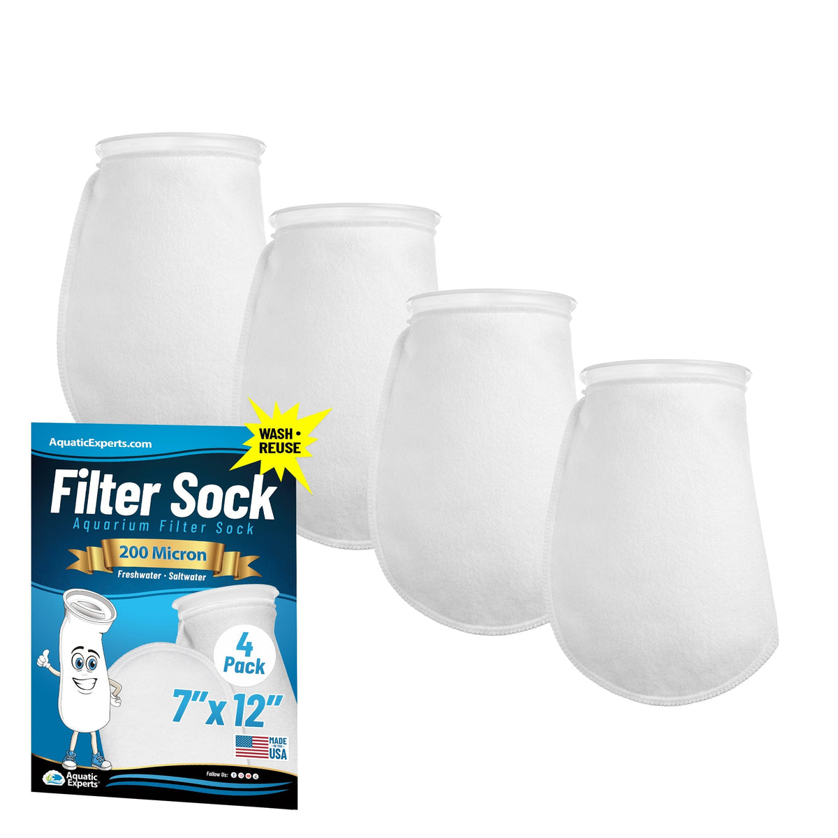 7" Aquarium Filter Sock – 200 Micron for Saltwater & Reef Tanks | Aquatic Experts