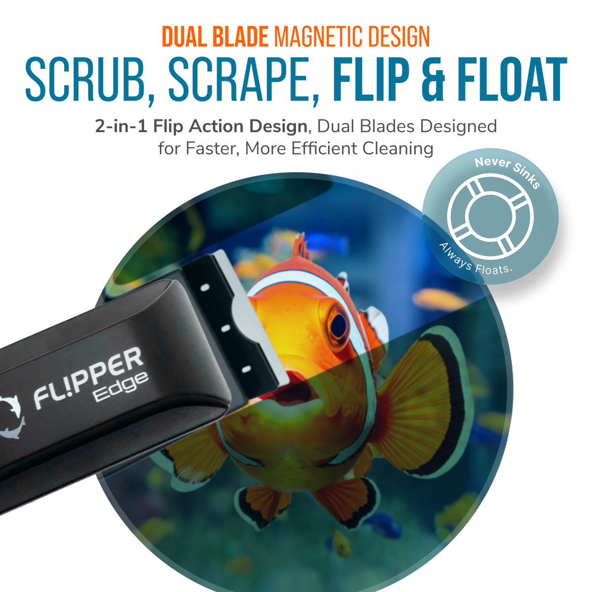Flipper Edge Standard 2-in-1 Floating Magnetic Aquarium Cleaner
