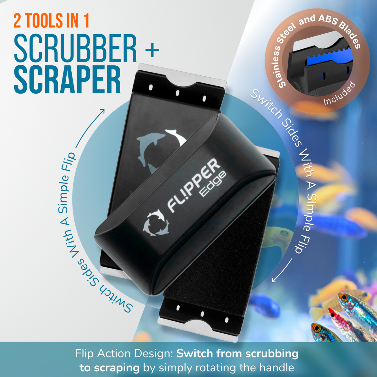 Flipper Edge Standard 2-in-1 Floating Magnetic Aquarium Cleaner