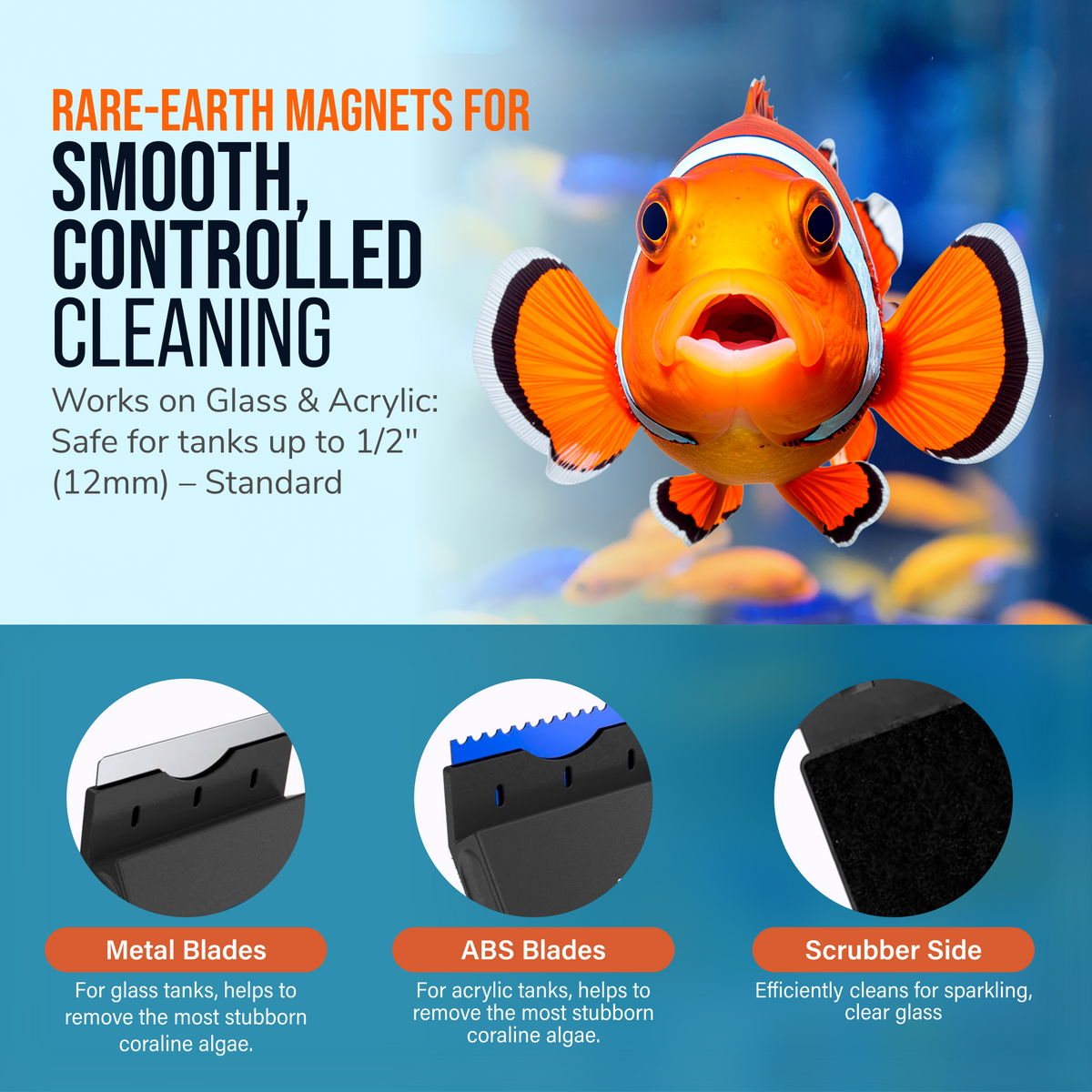 Flipper Edge Standard 2-in-1 Floating Magnetic Aquarium Cleaner