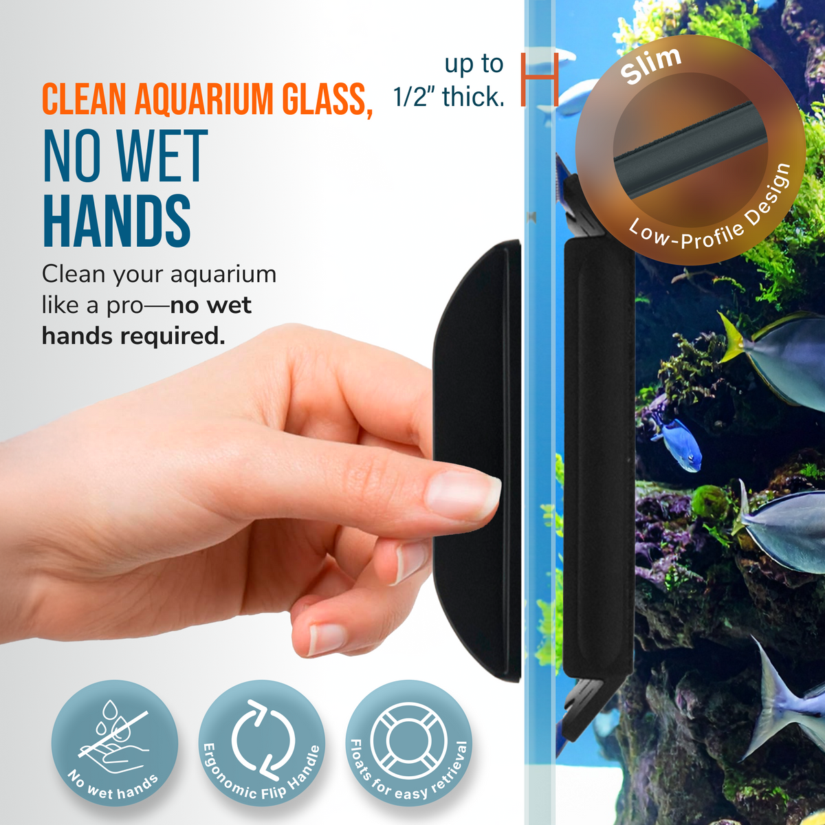 Flipper Edge Standard 2-in-1 Floating Magnetic Aquarium Cleaner