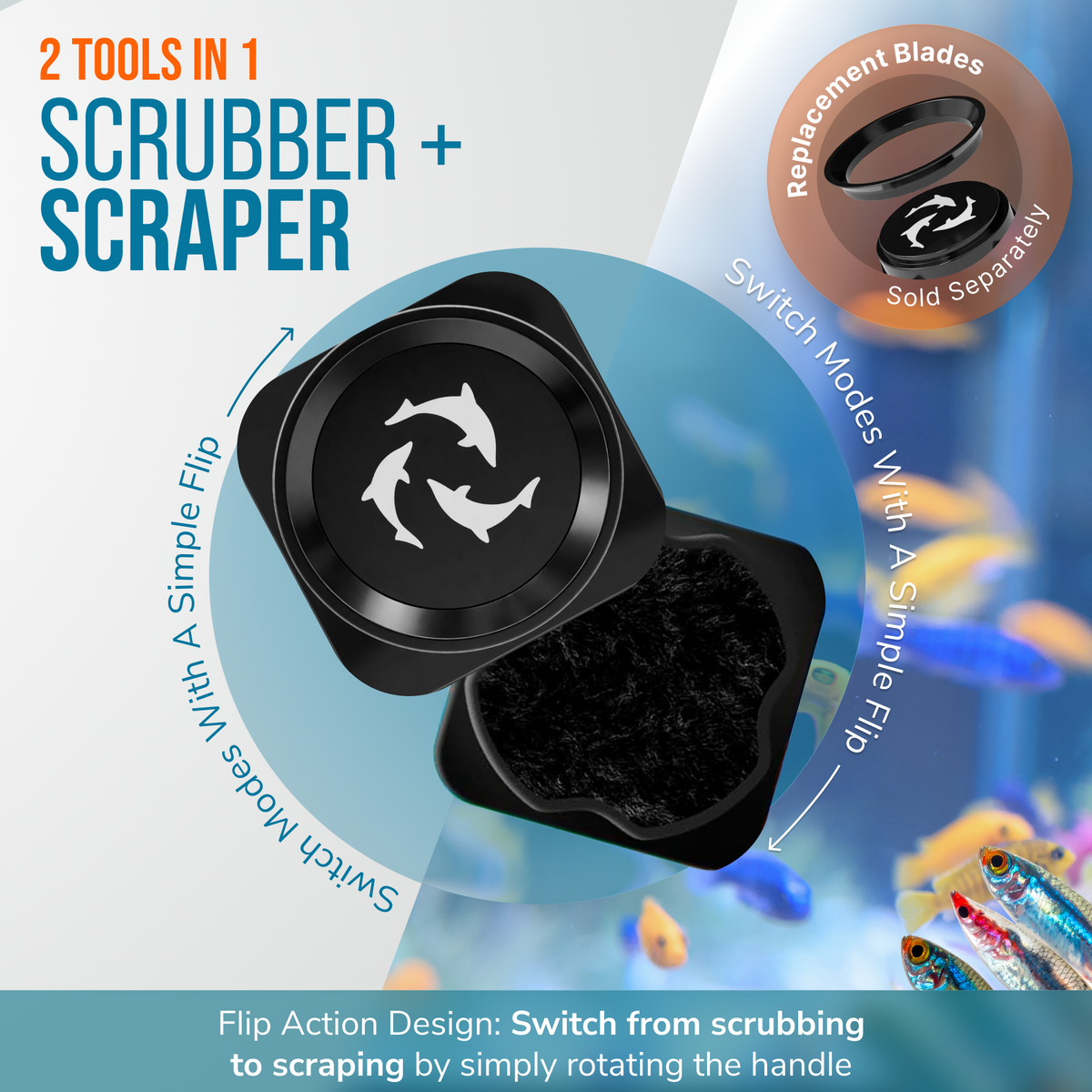 Flipper Pico Black 2-in-1 Magnetic Aquarium Cleaner