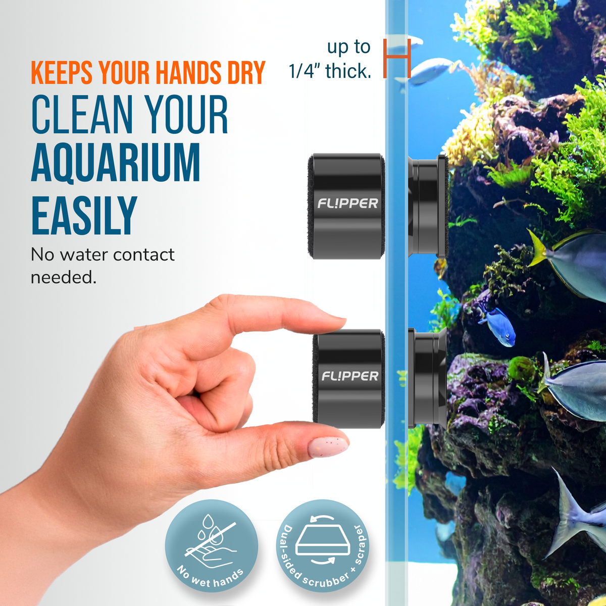 Flipper Pico Black 2-in-1 Magnetic Aquarium Cleaner