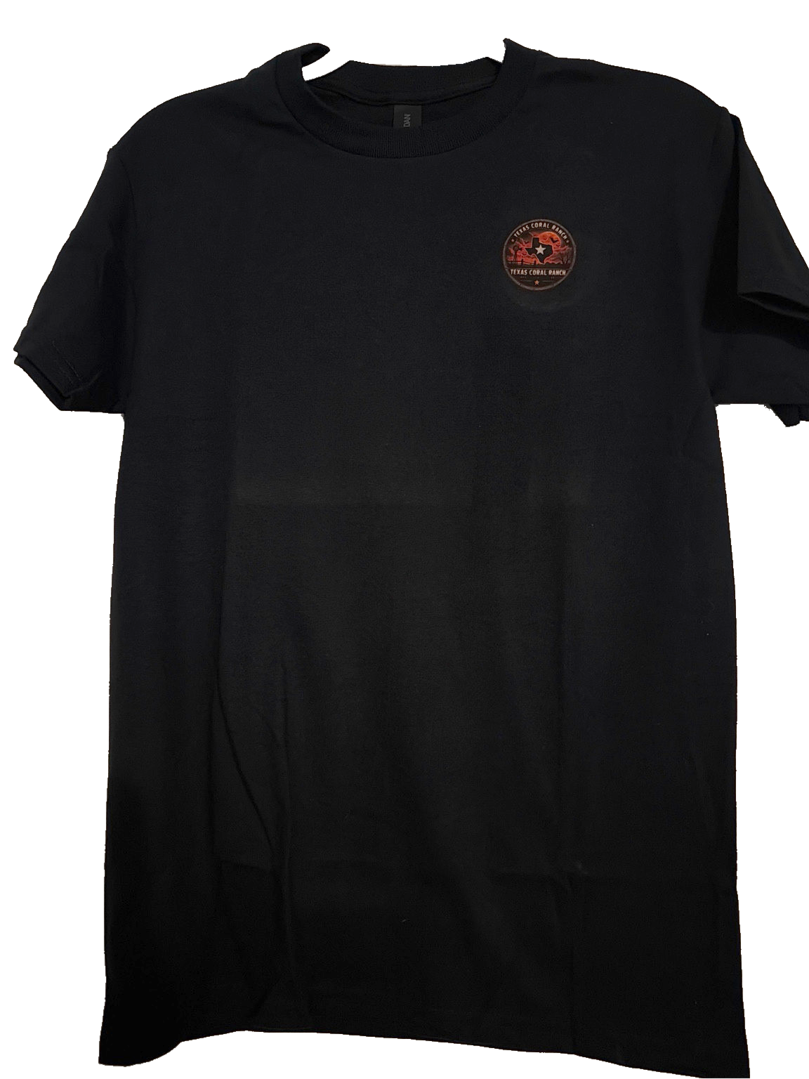 Front of the black Limited 2026 Texas Coral Ranch Halloween Shirt with a small Halloween logo on the chest