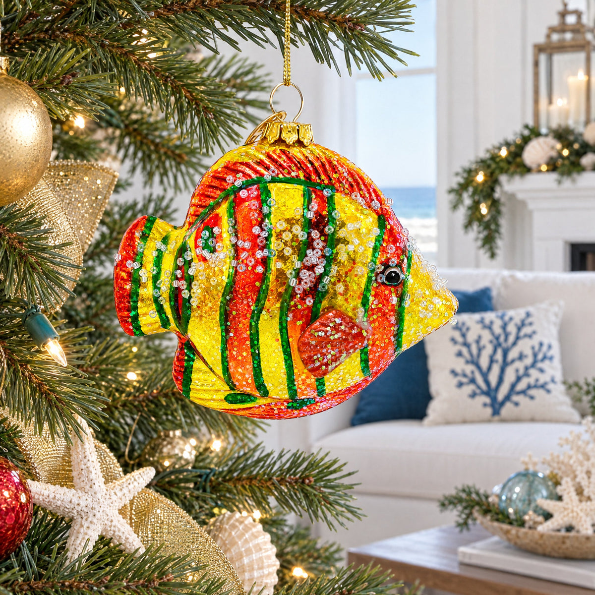BestPysanky Aquarium Fish Glass Christmas Ornament