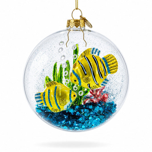 BestPysanky Coral Fishes Tank Glass Christmas Ornament